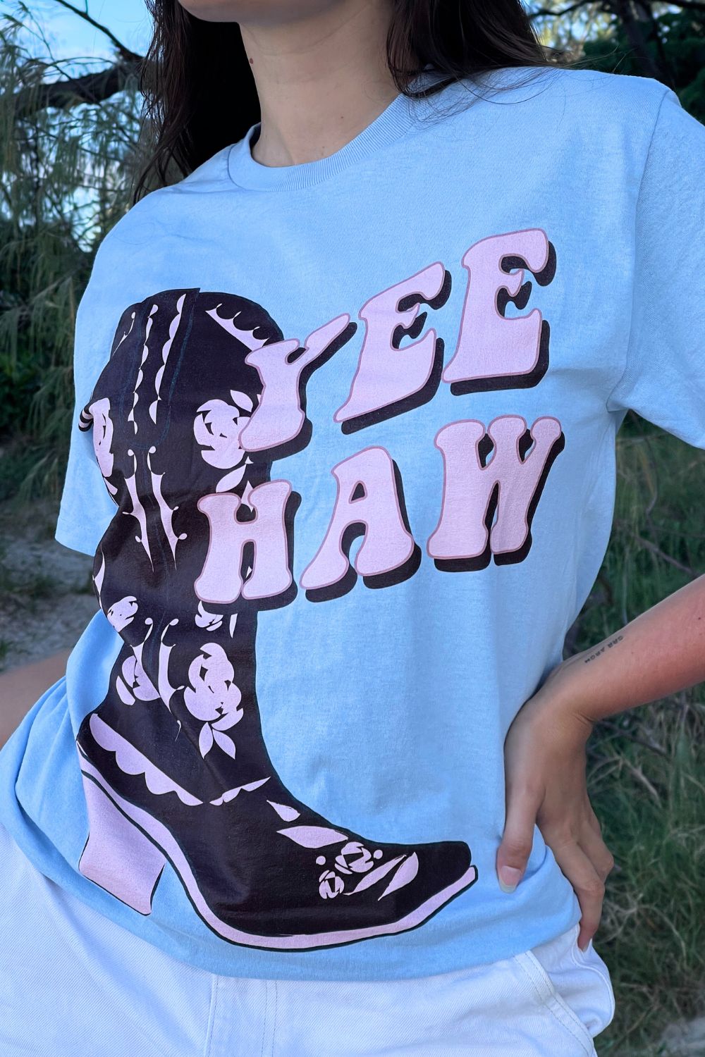 Ride 'Em Yee Haw Tee | Baby Blue